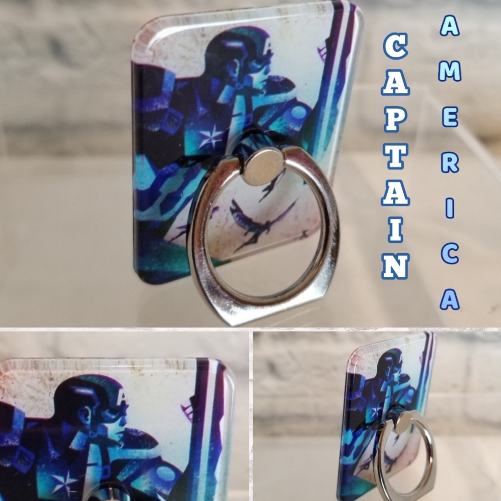 Avengers Captain America Phone Ring Kickstand Blue Marvel Superhero Design New